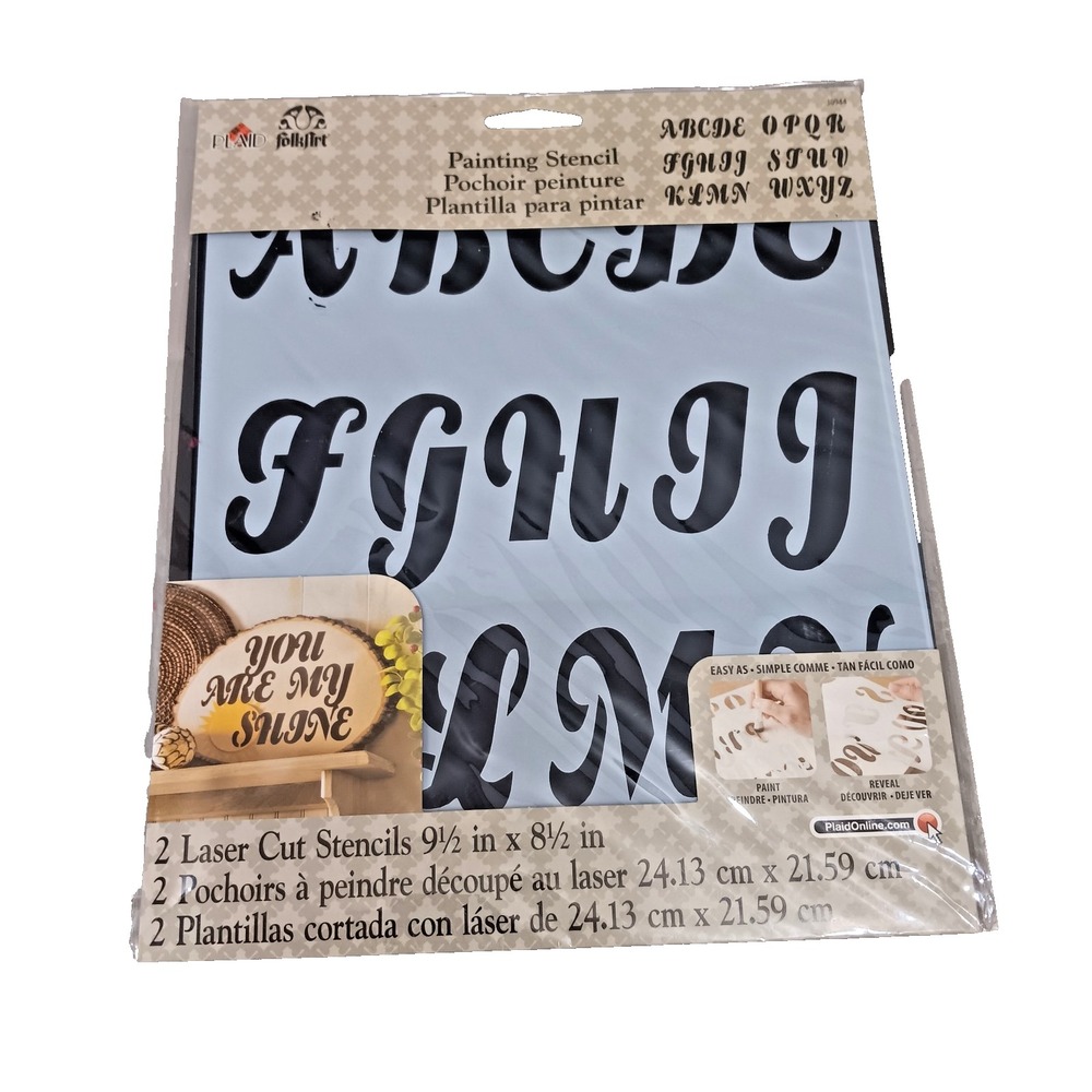 Plaid FolkArt Alphabet Stencil Set Laser Cut Reusable‎ Craft Painting Letters
